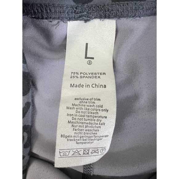 Women's Camo‎ Print Black Gray Leggings Sz Large High Rise Gym - Picture 7 of 7
